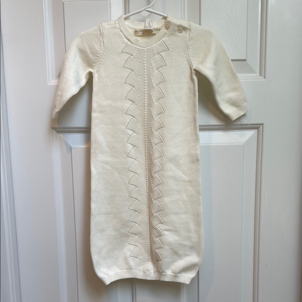 Hope and Henry Cream Knit Baby Gown and Bonnet size 3-6 months NWT